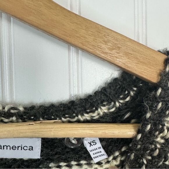 525 America Sweater XS Gray Black Cozy Warm Knit Chunky Long Sleeve Fall Casual - Picture 7 of 11